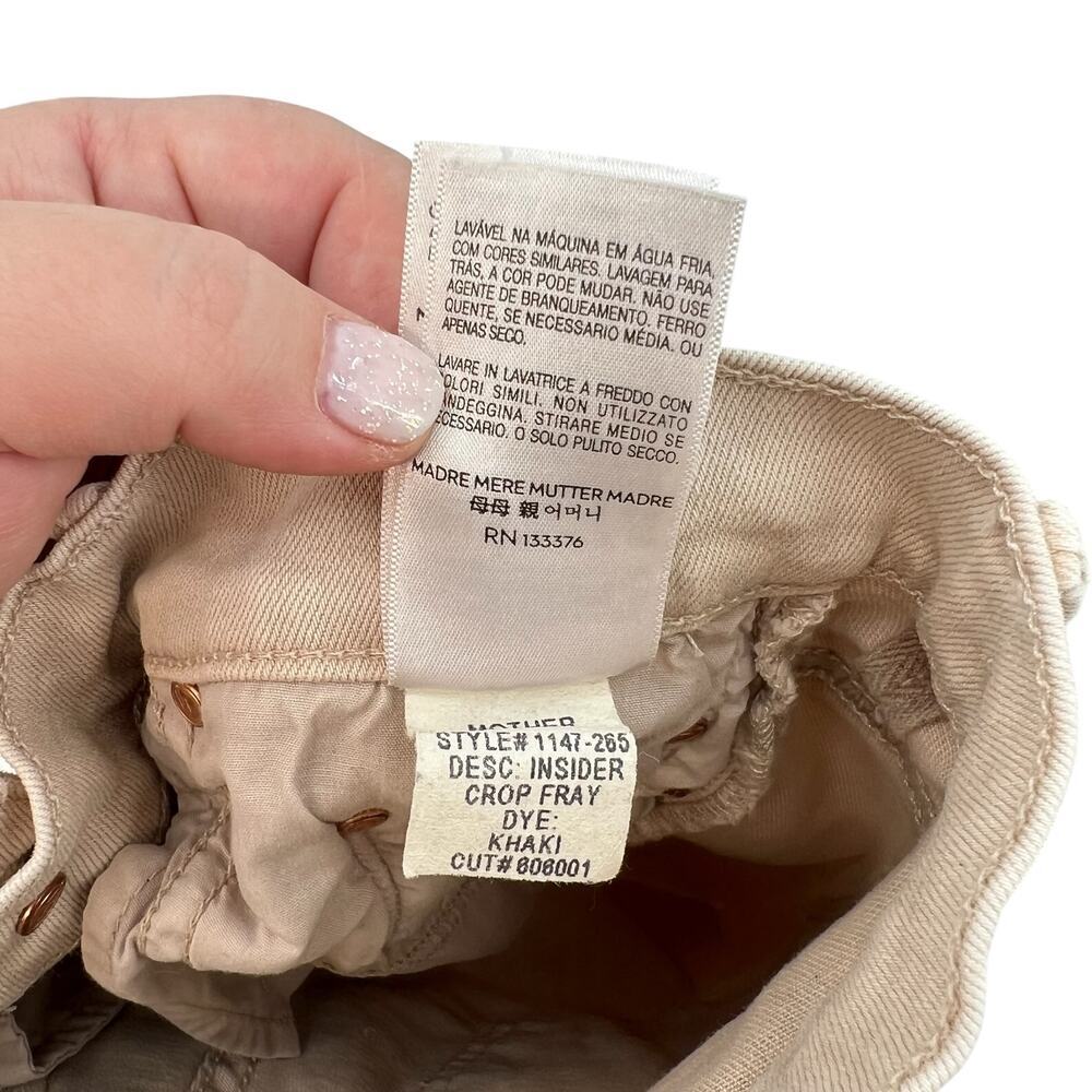 Mother Denim Insider Crop Fray Jeans Khaki Dye Distressed Size 25 - Picture 13 of 13